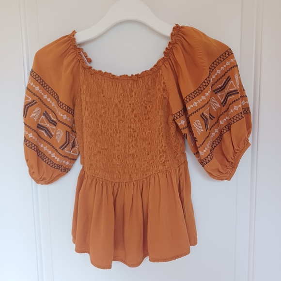 {BaeVely} Boho Smocked Top - Picture 1 of 5